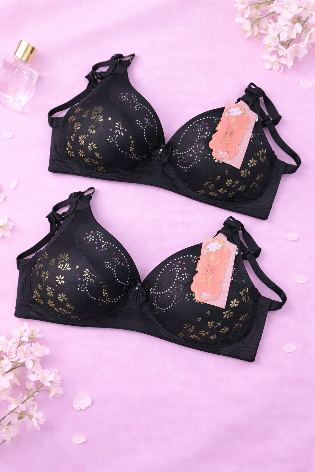 Elegant Padded Bra with floral accents