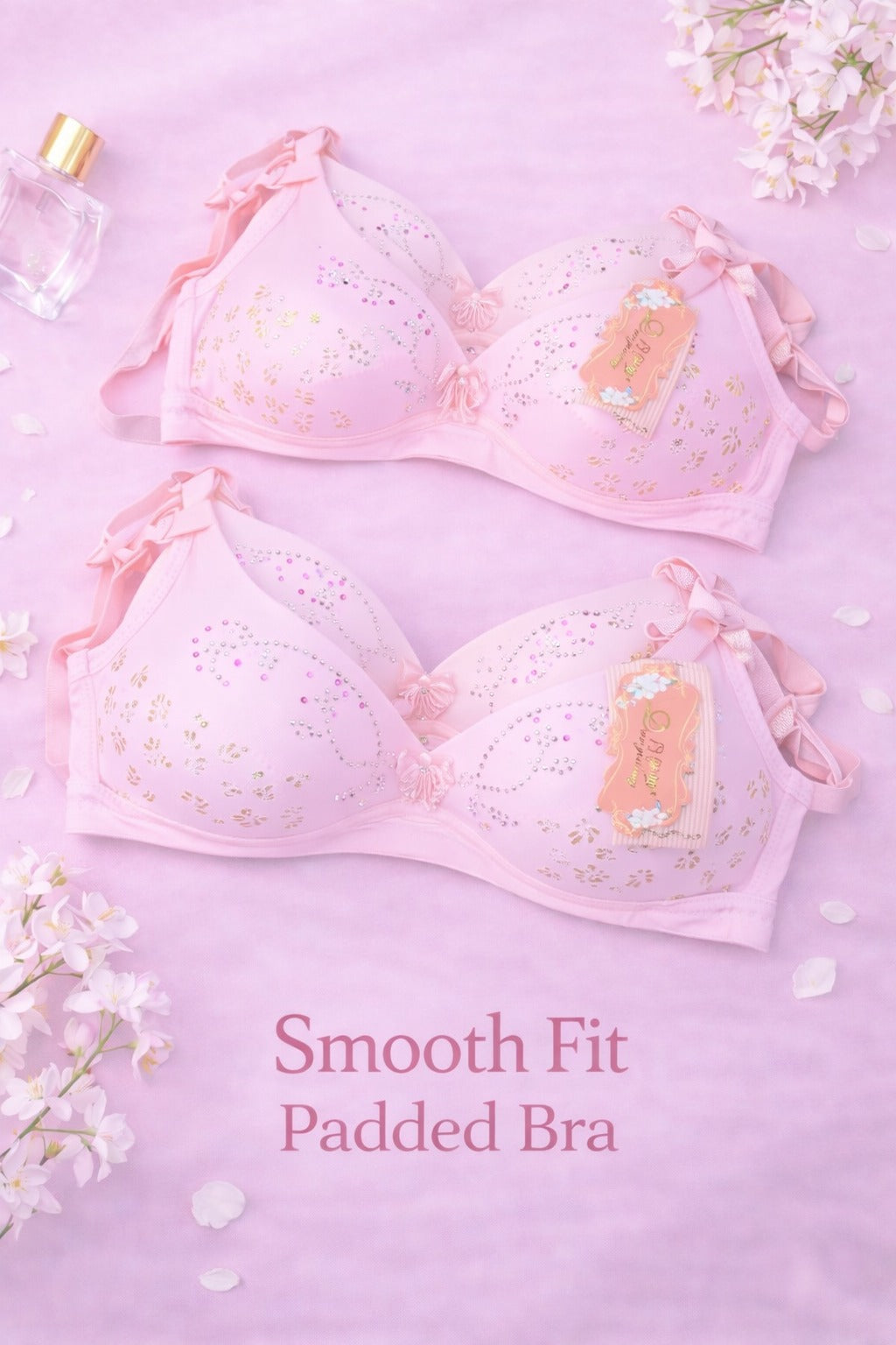 Elegant Padded Bra with floral accents