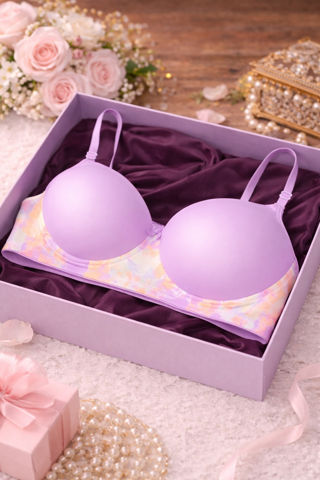 Imported Printed Padded Bra with Box