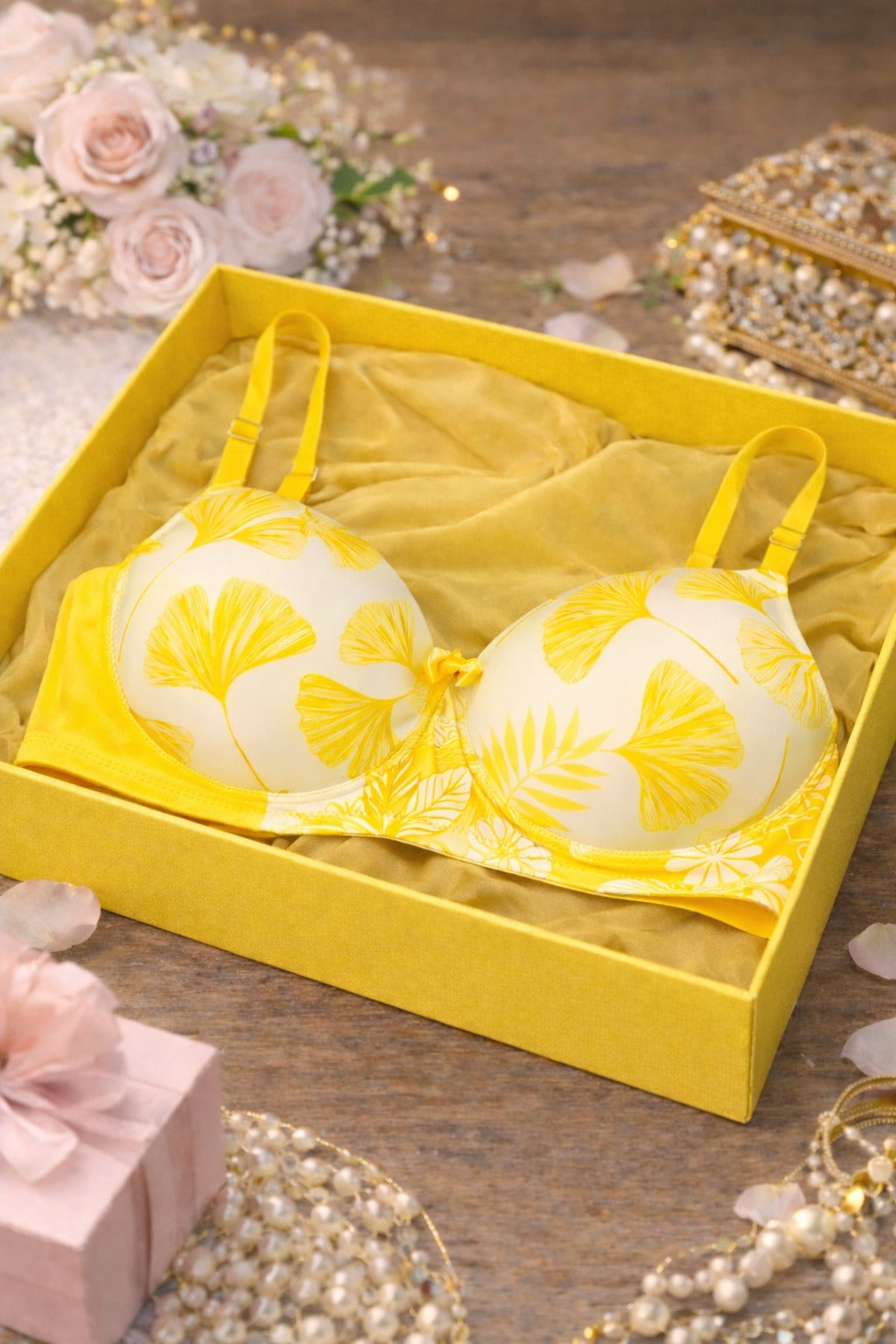 Imported Printed Padded Bra with Box
