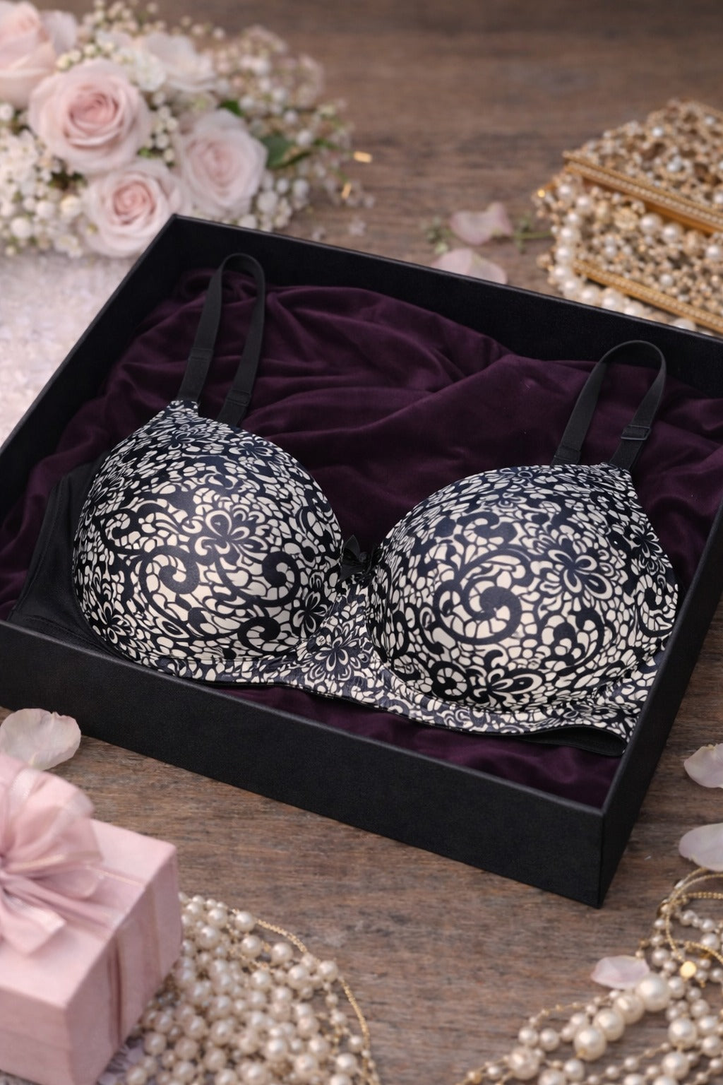 Imported Printed Padded Bra with Box