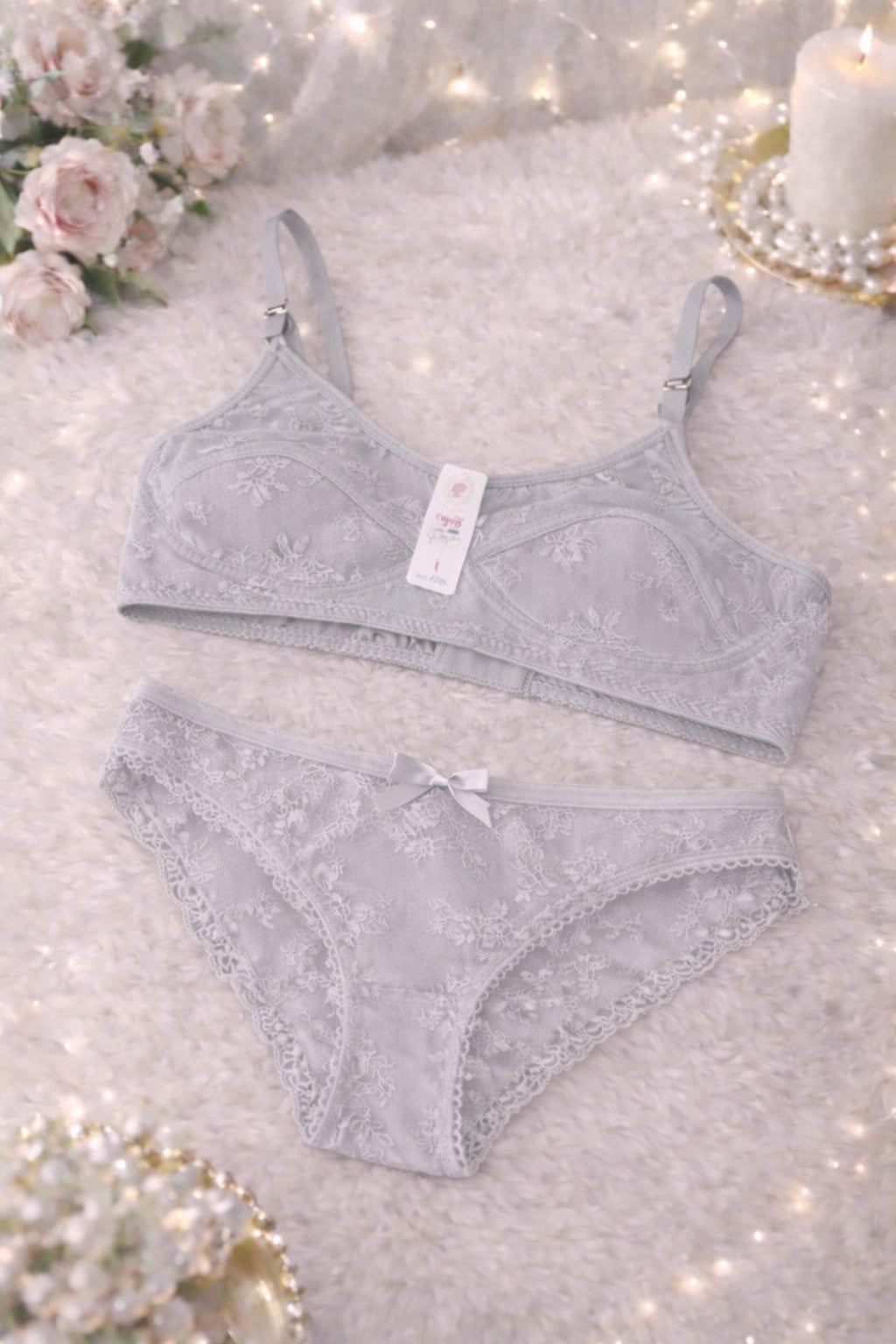 Midnight Bloom Bra Set