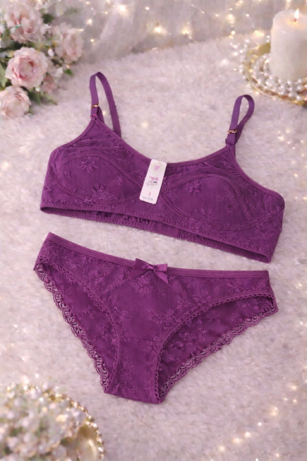 Midnight Bloom Bra Set